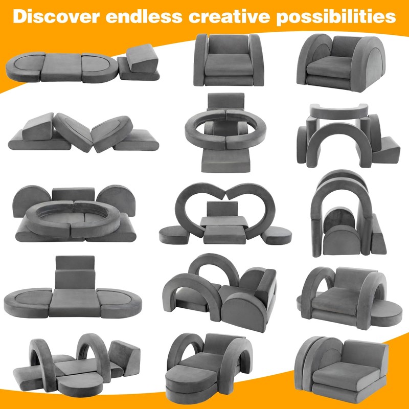 PY HOME & SPORTS Kids Modular Sofa Play Set, 7-Piece