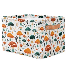 Bardic Mushrooms Large Foldable Storage Baskets with Handles, Forest Fabric Collapsible Storage Bin Organizer Bag for Girls Storage Toy Home Pet Closets Offices Bedrooms