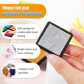 Sicheii 24 Colors Ink Pads for Rubber Stamps, Rainbow Finger Ink Pads, Washable Stamp Ink Pad for Wood Paper Fabric, Colored Ink Pads for Stamping, Embossing Craft Ink Pad Stamps Partner DIY Color