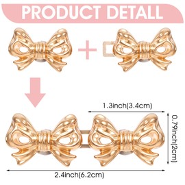 Mabor 6 Sets Pant Waist Tightener Bow Buttons Pins for Loose Jeans Pants Waist Cincher Clip No Sewing Bow Waist Pin Button Adjustable Bowknot Jeans Clip Buckles