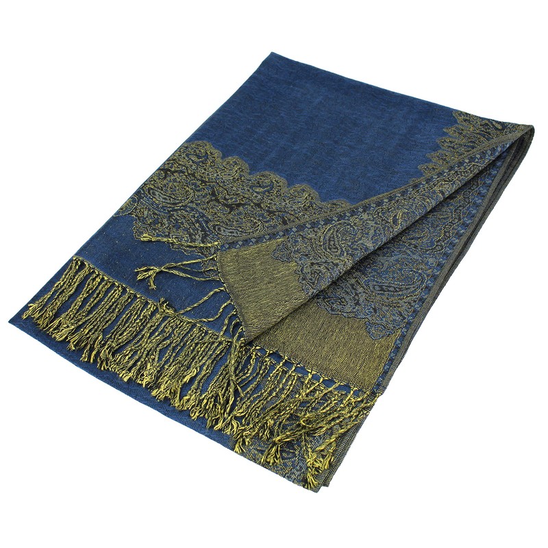 Paskmlna Chal de pashmina de doble capa reversible con patrón