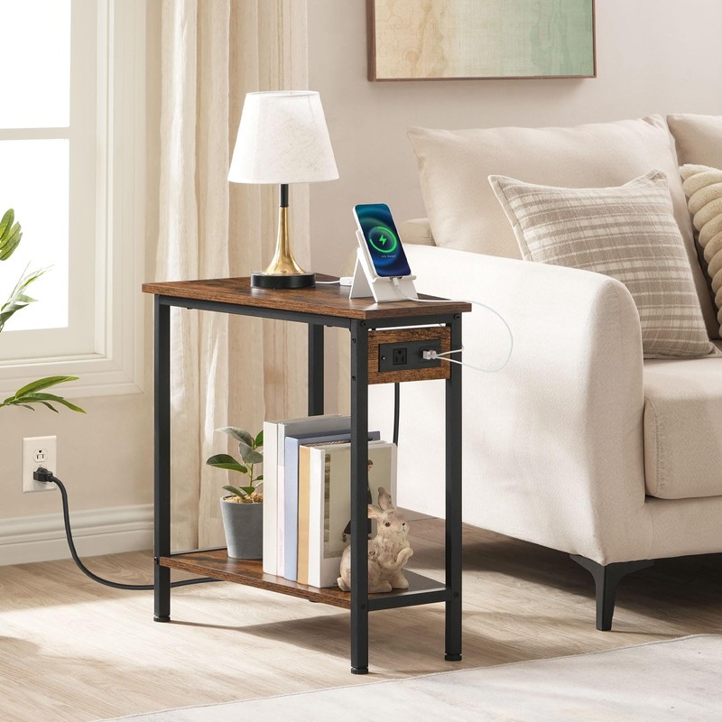 HOOBRO Wedge End Table with Charging Station, Recliner Wedge Side