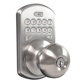 MiLocks CKK-02SN Titan Keyless Entry Door Lock - Deadbolt Smart Door Knob Handle with Backlit Electronic Keypad, Adjustable Latch and Audible Tones for Interior Front Doors & More, Satin Nickle
