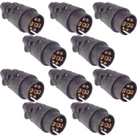 APUK 10x Trailer 7 Pin Plug 12V Male Replacement for John Deere David Brown JCB Backhoe Tractor