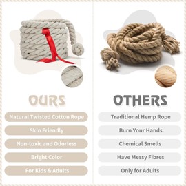 20FT Tug of War Rope for Kids and Adults,Outdoor Games Field Day Family Reunion Birthday Party Games, Summer Outside Yard Backyard Lawn Games, Camping Picnic Carnival Games (Off-White, 20FT)