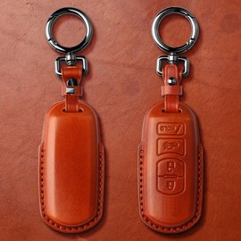 Tukellen - Funda de piel para llavero compatible con Mazda 3 6 8 Miata MX-5 CX-3 CX-5 CX-5 CX-7 CX-9 con 4 botones, mando a distancia inteligente, piel auténtica para funda de llave Mazda, color café