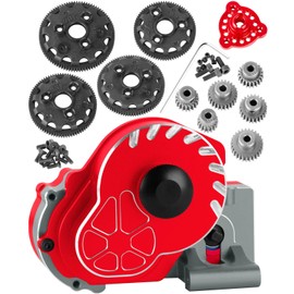 RCMYou Aluminum Transmission Gearbox w/Gear Upgrades Part for 1/10 Slash 2WD (VXL),Rustler 2WD (VXL),Stampede 2WD (VXL),Bandit 2WD (VXL),Red
