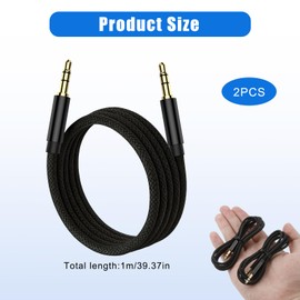 2 Pcs Cable 3.5mm 3.3ft Braided Lead, Durable Jack To Jack Cable, Headphone Wire, Audio 3.5mm Jack Compatible With Car, Laptop, Home Stereo, Speaker, Phone, Tablet, PC, Port, Music Player, Amplifier