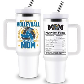 Culaiwan Volleyball Mom Tumbler 40oz with Handle Lid and Straw, Volleyball Team Gift for Mom from Son Daughter, Mother's Day, Birthday, Christmas Gift for Women