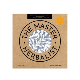The Master Herbalist NEROLI & BERGAMOT Scented Drawer Liners in a BLUE WILLIAM MORRIS Design (FOLDED) | Pack of 5 Sheets | Contains Essential Oils. Made in the UK