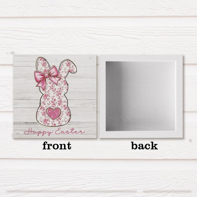 Happy Easter Decor Red Floral Chinoiserie Bunny Decorations for Home