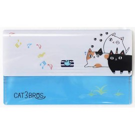 Ceramic Indigo Antibacterial Mask Case, Cat 3 Brothers, Border, Size: Approx. W 8.1 x D 4.7 x D 4.7 inches (20.5 x 12 x