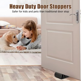 Door Stops 4-Pack Heavy Duty Rubber Door Stop - Non-Slip Door Wedge for Bottom of Door, Door Stoppers for Hardwood Floors & Carpet, Child-Safe Door Stoppers
