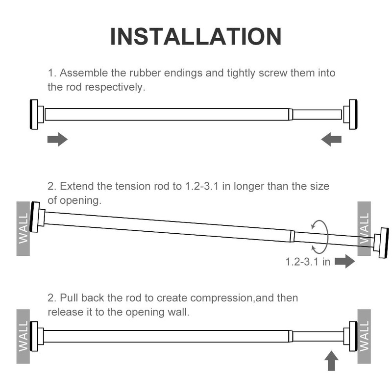 Ausemku Shower Curtain Rod Tension - 40-70 Inch Never Rust