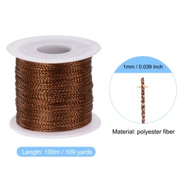 HARFINGTON Metallic Cord 1mm 109 Yards Tinsel Rope Thread Ornament String for Jewelry Craft Making Hang Tags Christmas Tree Gift Decoration, Brown