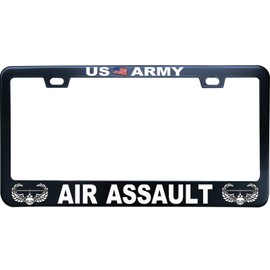 Army Air Assault License Plate Frame - Stainless Steel Car Tag Sign for Women/Men, Standard 6x12 2-Hole and Screws Fits US & Canada