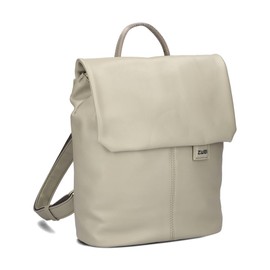 Zwei Mademoiselle.M MR8 Women's City Backpack 4 Litre Soft Faux Leather Magnetic Closure Flap Main Compartment with Zip Padded Tablet Divider Back Padding, Cement