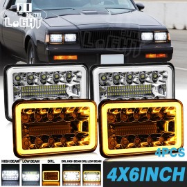 Colight 4PCS 4x6" inch LED Headlights DRL Hi/Lo For 1982-1987 Buick Regal Grand National