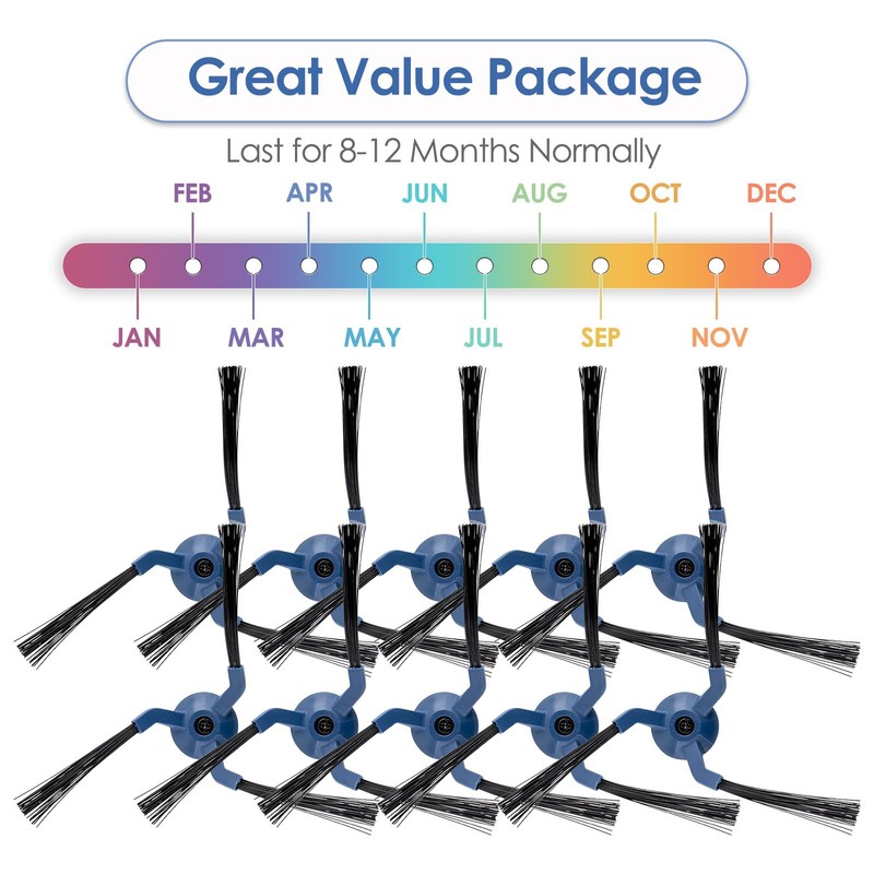10 Pcs Replacement Side Brush Compatible with Eufy X10 Pro