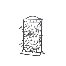 Gourmet Basics by Mikasa General Store 2 Tier Hanging Basket, Antique Black, 5217596
