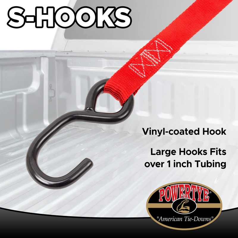 1in x 5.5ft Cam Buckle Tie-Downs w/ S-Hooks - 400
