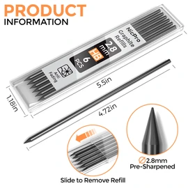 Nicpro 60 Pieces Carpenter Pencil Lead Refills 2.8mm, Lead Refill for Mechanical Carpenter Pencil, Break Resistant 2.8 mm Leads for Construction Pencils, Woodworking Pencil (Black)