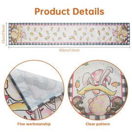 Everpwr Carrots Rabbit Bunny Happy Easter Eggs Table Runner, Spring Summer Seasonal Holiday Kitchen Dining Table Decoration for Home Dining Room Decorations Easter Party Decor 13 x 72 Inch(Lattice)