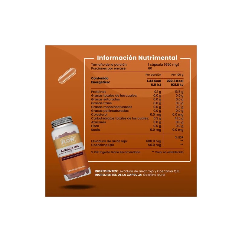 Arrozima Coenzima Q 10 Red Yeast Rice 60 Cáps Flow