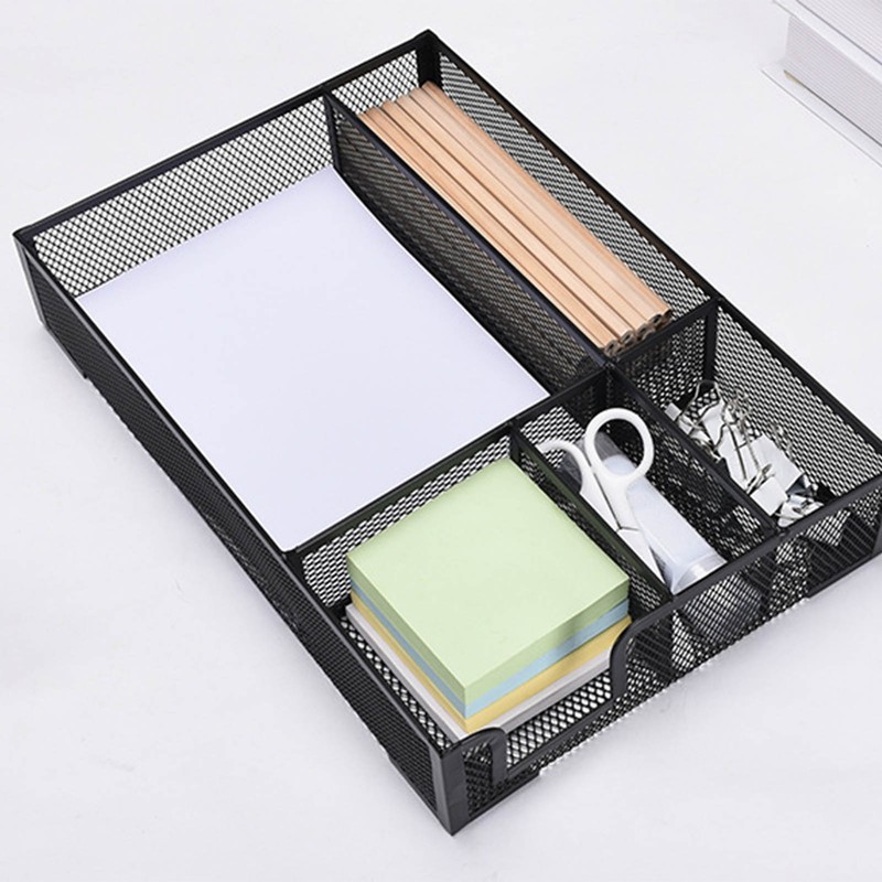 Metal Mesh Drawer Organizer Tray 5 Grids Multipurpose Stable Prevent
