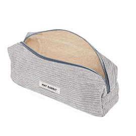 maxtachi Aesthetic Corduroy Pencil Case Large Capacity Fashion Pencil Case Girls with Practical Zip Pencil Case Teenager for School Office Grey, gray, Minimalist style