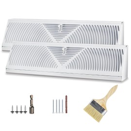 JUYO VONSAN 2 Pack 18 Inch Baseboard Register Vent Cover Grill Floor Wall Baseboard Diffuser Corner Vent Cover (2)