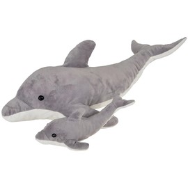 Rhode Island Novelty Birth of Life Grey Dolphin Plush - 22" with 9" Baby Plush (1 Set of 2 Pcs.) - Soft and Adorable Stuffed Animal Toy, for Children, Ideal for Birthdays and Game Prize