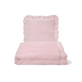 Balbina Muslin Children's Bed Linen 80 x 80 cm + 35 x 40 cm 2-Piece Set Baby Blanket and Pillow 100% Cotton Muslin, Sleeping Blanket with Thick Hypoallergenic Filling for Winter, Breathable, Powder