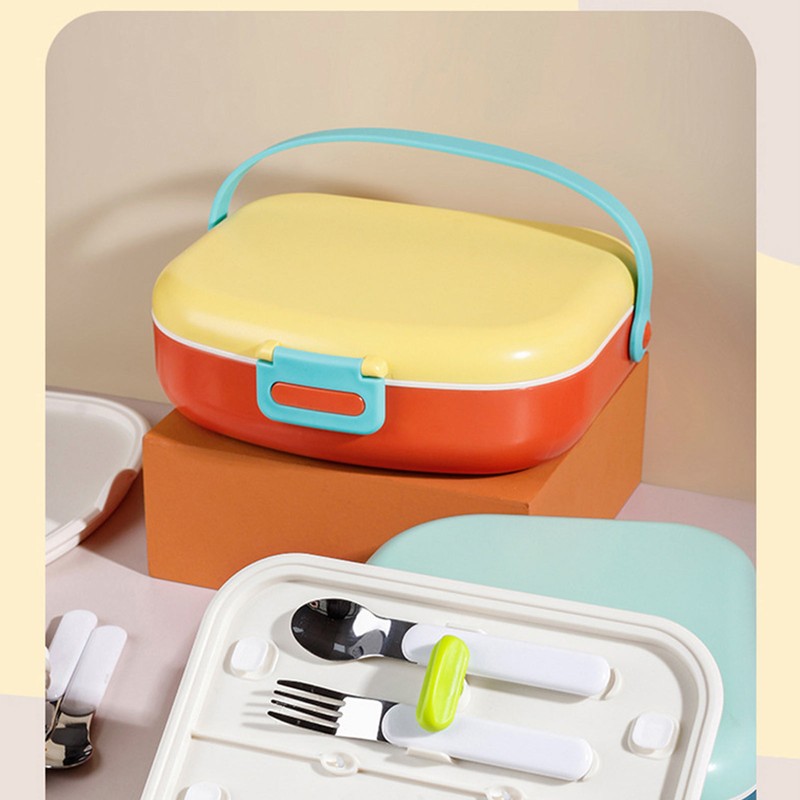 Bento Lunch Box ABS Separate Compartments with Buckle Handle Leakage