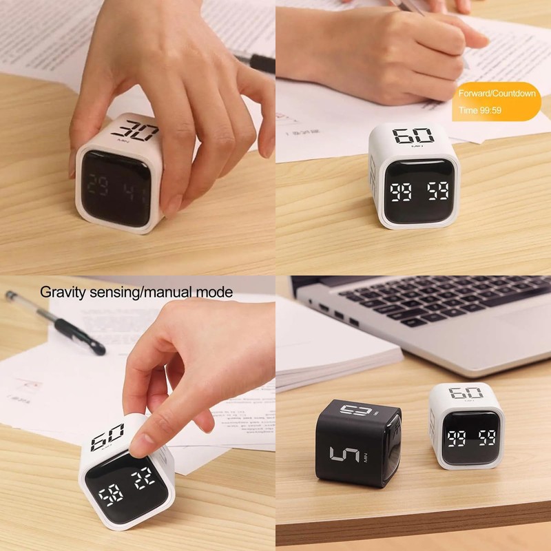 Cu-be Timer, Kitchen Timer, Gravity Sensor Flip Cu-be Timer, LED