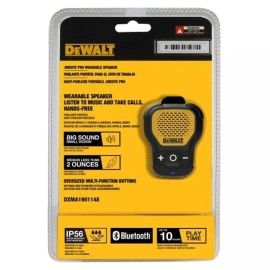 DEWALT Wearable Bluetooth Portable Speaker Clip-On Wireless Bluetooth 1901148DW2
