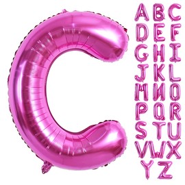 TONIFUL 40 Inch Large Rose Red Letter C Balloons - Giant Hot Pink Alphabet Letter Balloons for Birthday Party Anniversary Supplies Decorations