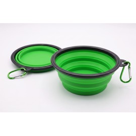 2-in-1 Portable Silicone Pet Travel Feeder with Carabiner