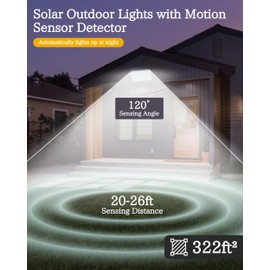 2Pack Solar Outdoor Sensor Lights, IP67 Waterproof 3Light Modes -Upgraded High-Brightness Motion Sensor Wall Lights for Garden, Wall, Parking Lot,Hallyway