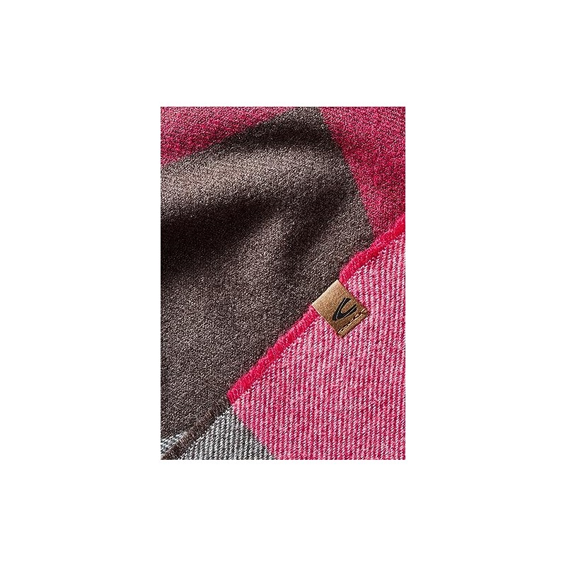 camel active Women's Soft Woven Scarf with Checked Pattern, Pink-Grey