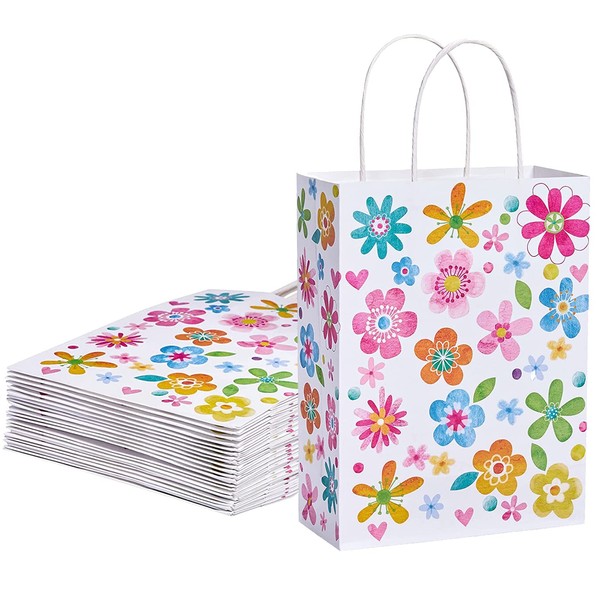 25 Pieces 6" Mini Goodie Bags Small Gift Bags with Handle for Party Favor Bags(Floral)