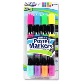 ArtSkills Chisel Tip, Dual-Ended, Large Poster Markers, 8 Bright Colors, 4ct