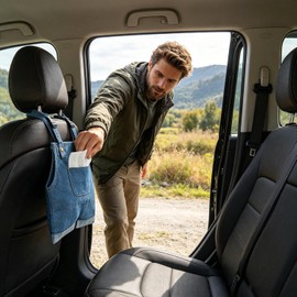 Genérico Porta Pañuelos para Coche Organizadora Interior Automotriz con Diseño Dispensador de Pañuelos Vehicular - Compatible con Vehículos, Remolque, Autocaravana, Sedán Y Camión