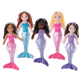 The Petting Zoo, Mermaid Doll, Mermaid Gifts for Girls, Plush Mermaid Doll, 12 inch (Dark Skin)