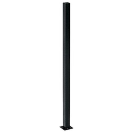 US Door and Fence, 2 in. x 4 ft. Black Metal Fence Post with Flange Cap, FPSO248PUS
