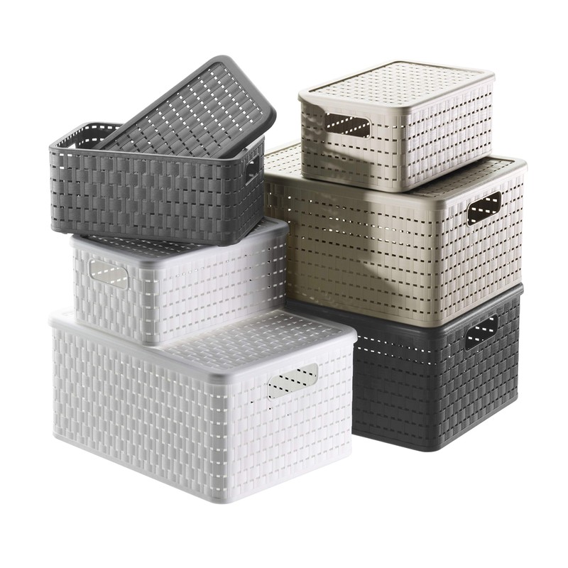 Rotho Country storage basket in rattan look, plastic (PP).