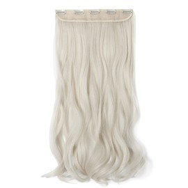 24 Inch One Piece 5 Clips Matte Material Hair Extension Curly Wavy Clip In Hairpiece Synthetic For Women Beauty, Light Blonde