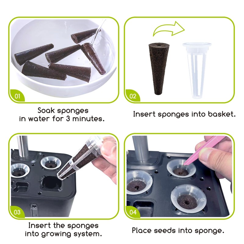 Bironzoco Grow Sponges for Hydroponic Systems, 50 Pack