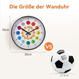 Warmiehomy Children's Wall Clock Rainbow Clock Wall Large 30 cm Colourful Numbers Modern Wall Clock without Ticking Noises Silent Learning Clock Silent Kitchen Clocks for Children's Room Living Room