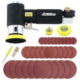 Mini Air Orbital Sander 1/2 /3 Inch DA Action Random Orbit Sander Polisher with 25mm/50mm/75mm Sanding Pad and 30PCS Sanding Discs